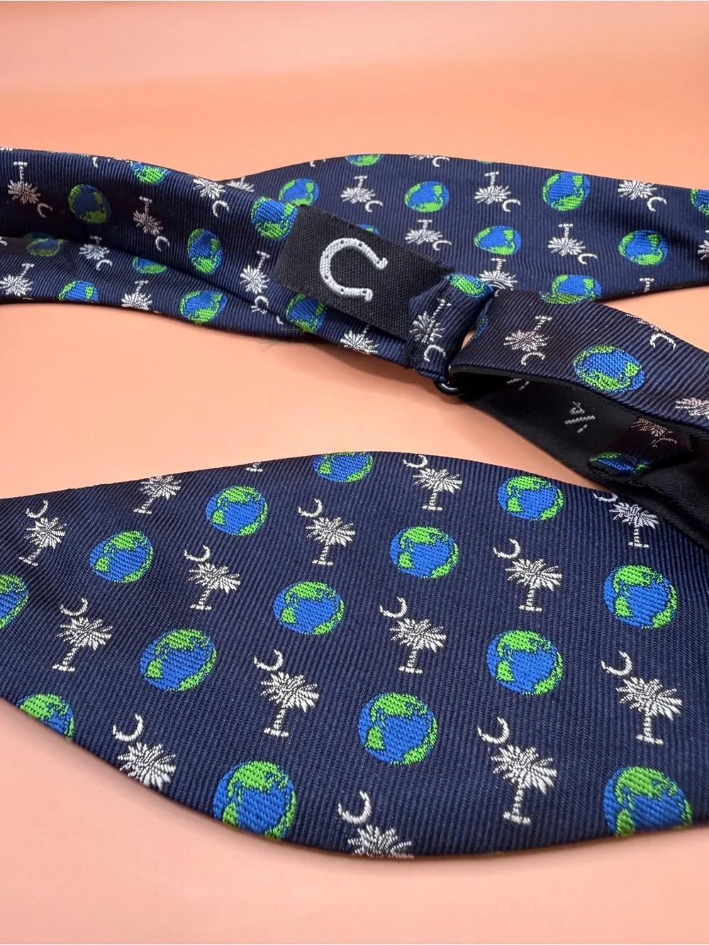 Ben Silver Charleston SC Palmetto Tree Moon Navy Silk Bowtie Earth Globe